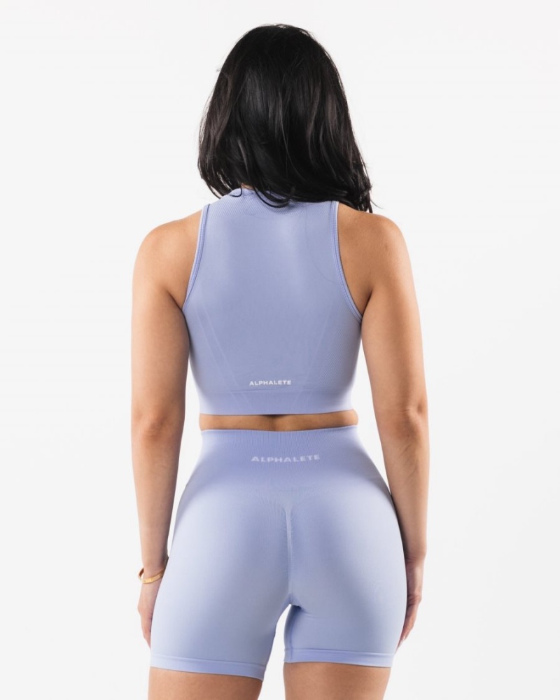 Alphalete Stratus Crop Tank Tank Top Dame Blå | NQUHGP-408