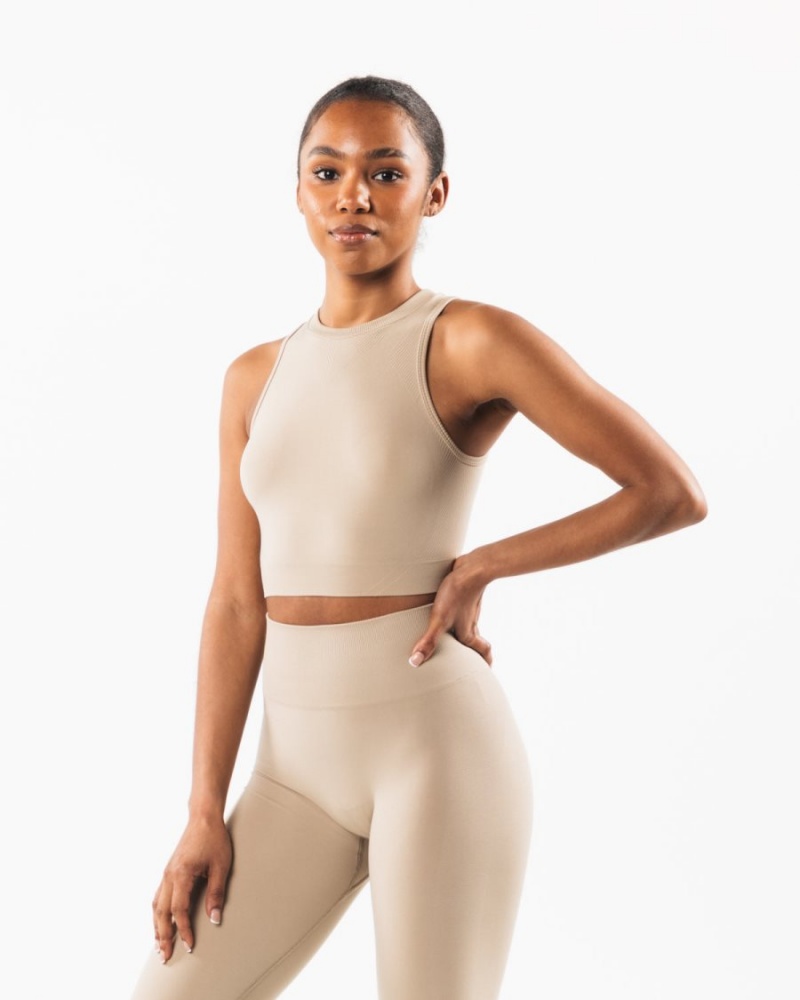 Alphalete Stratus Crop Tank Tank Top Dame Linen | TEWJVY-142