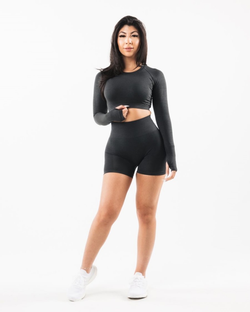 Alphalete Stratus LS Crop Langermet Dame Shadow | TFDAVE-967