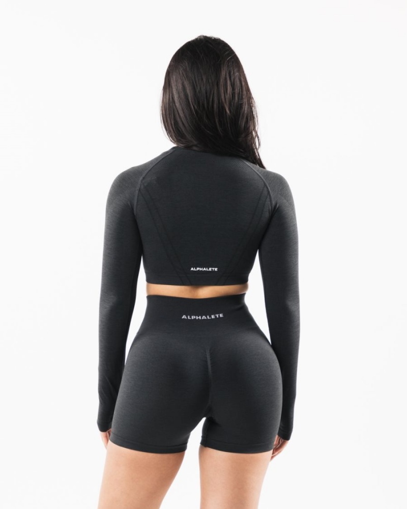 Alphalete Stratus LS Crop Langermet Dame Shadow | TFDAVE-967