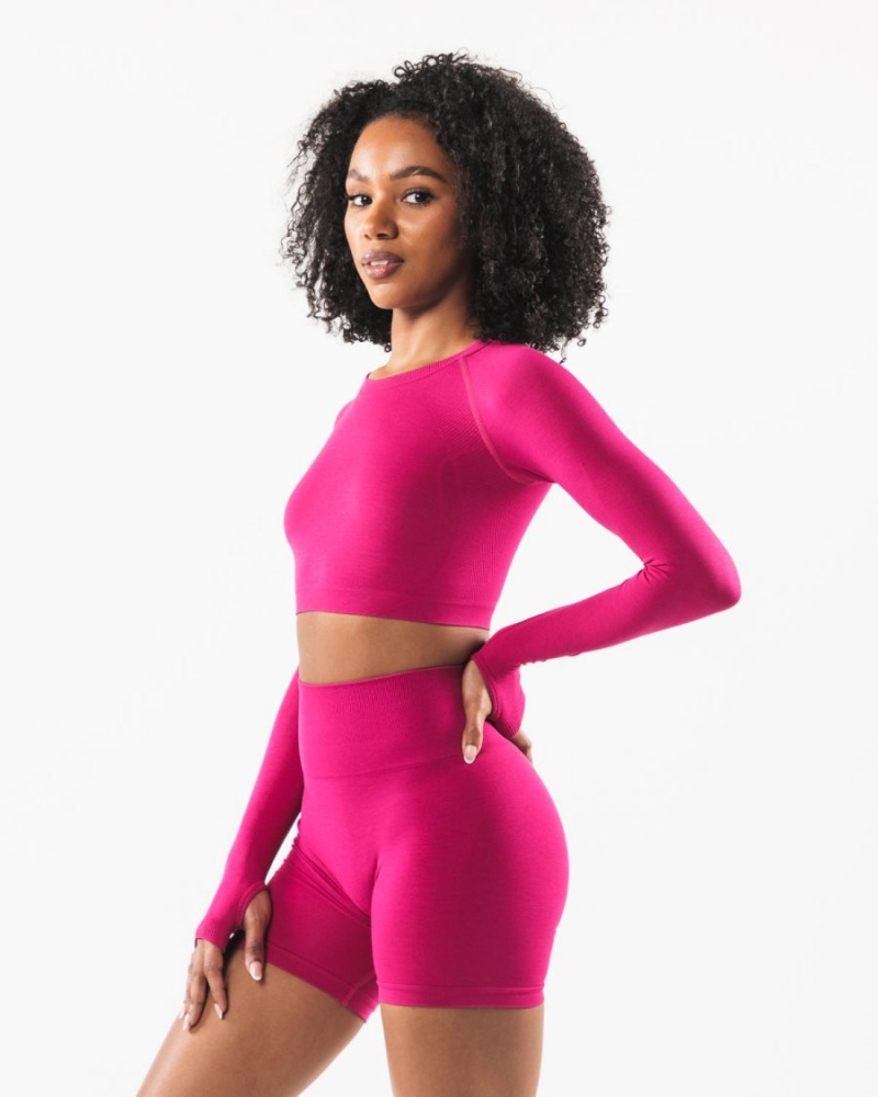 Alphalete Stratus LS Crop Langermet Dame Magenta | IVWFLB-369