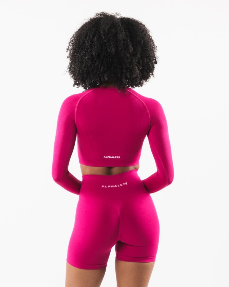 Alphalete Stratus LS Crop Langermet Dame Magenta | IVWFLB-369