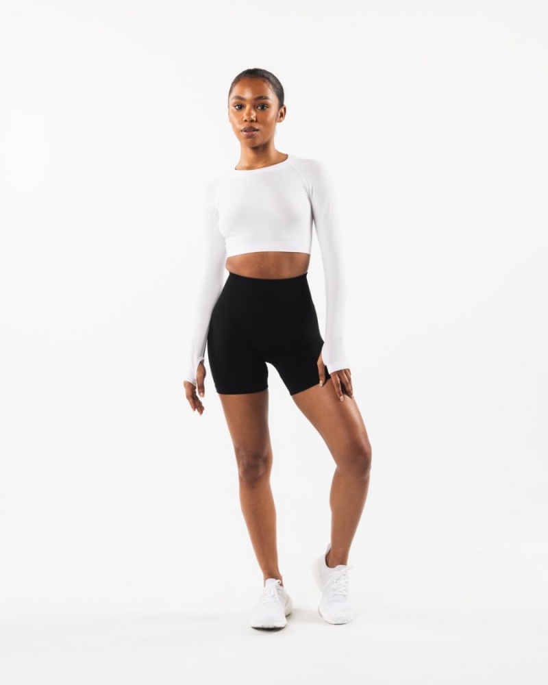 Alphalete Stratus LS Crop Langermet Dame Hvite | MDGONP-789