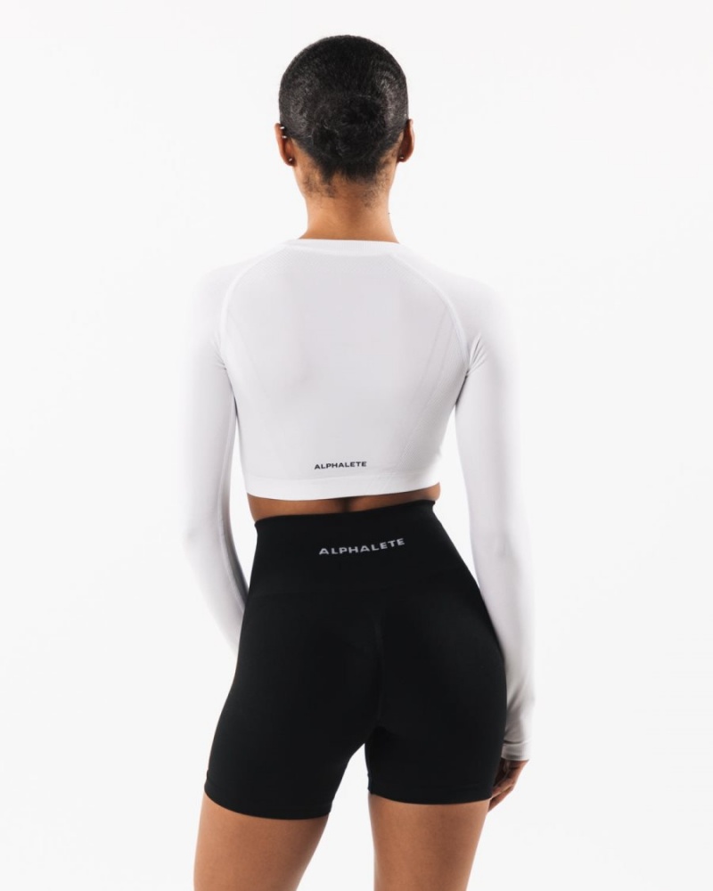 Alphalete Stratus LS Crop Langermet Dame Hvite | MDGONP-789