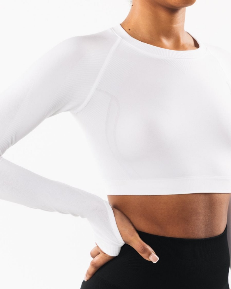 Alphalete Stratus LS Crop Langermet Dame Hvite | MDGONP-789