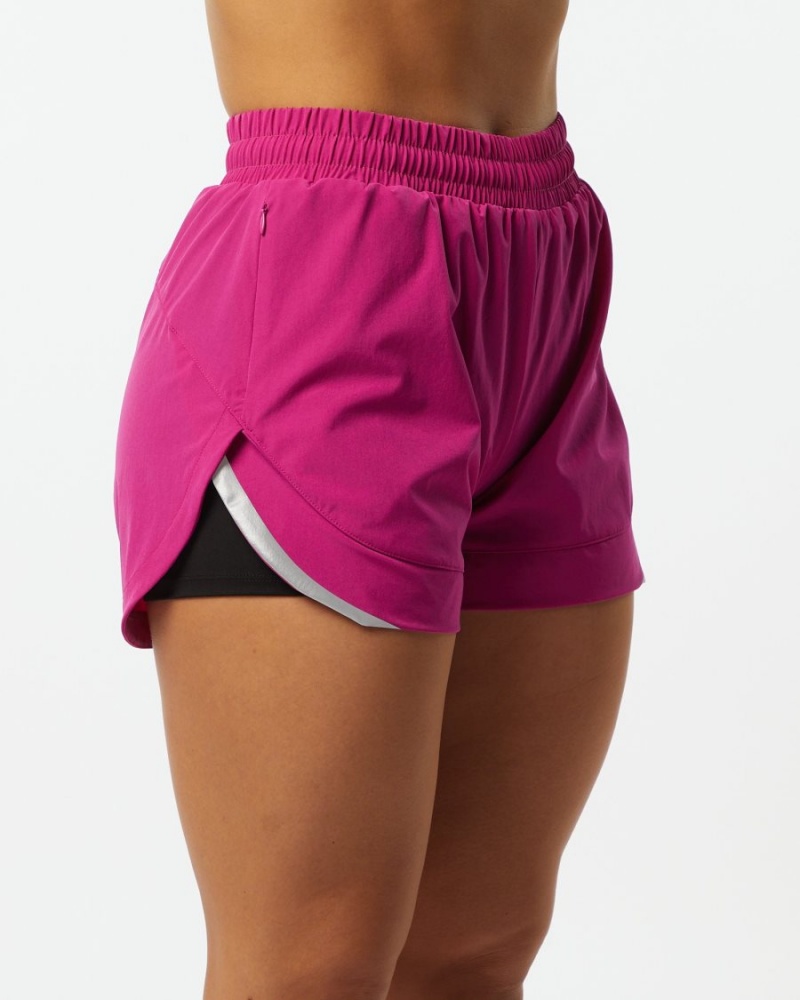 Alphalete Stride Kort 3" Shorts Dame Rosa | QDJTPK-309