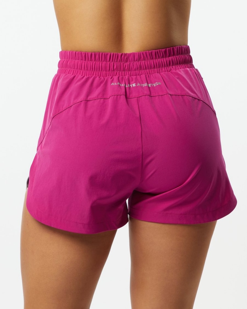 Alphalete Stride Kort 3" Shorts Dame Rosa | QDJTPK-309