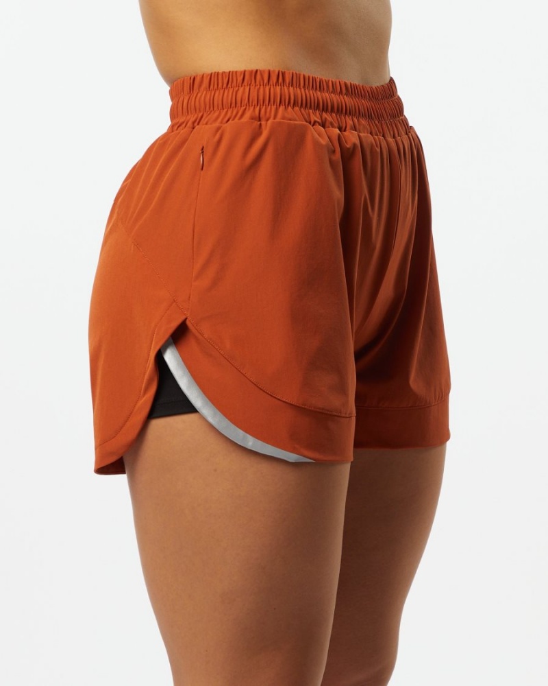 Alphalete Stride Kort 3" Shorts Dame Sour Tangerine | XCQIYS-630