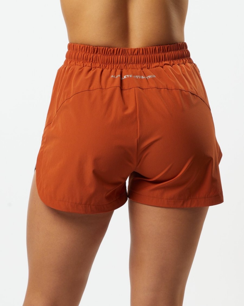 Alphalete Stride Kort 3" Shorts Dame Sour Tangerine | XCQIYS-630