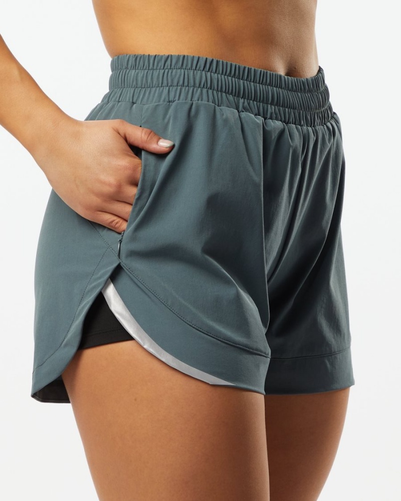 Alphalete Stride Kort 3" Shorts Dame Grå | XPVWKI-803