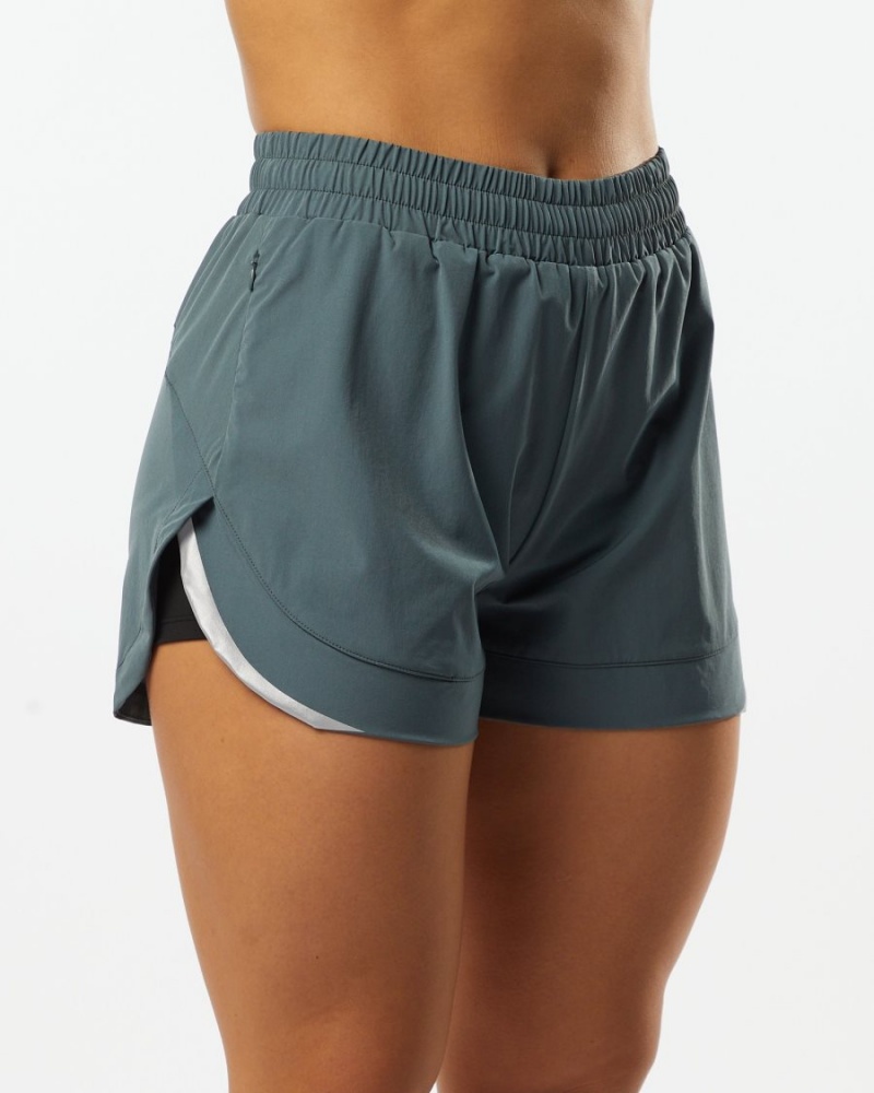 Alphalete Stride Kort 3" Shorts Dame Grå | XPVWKI-803