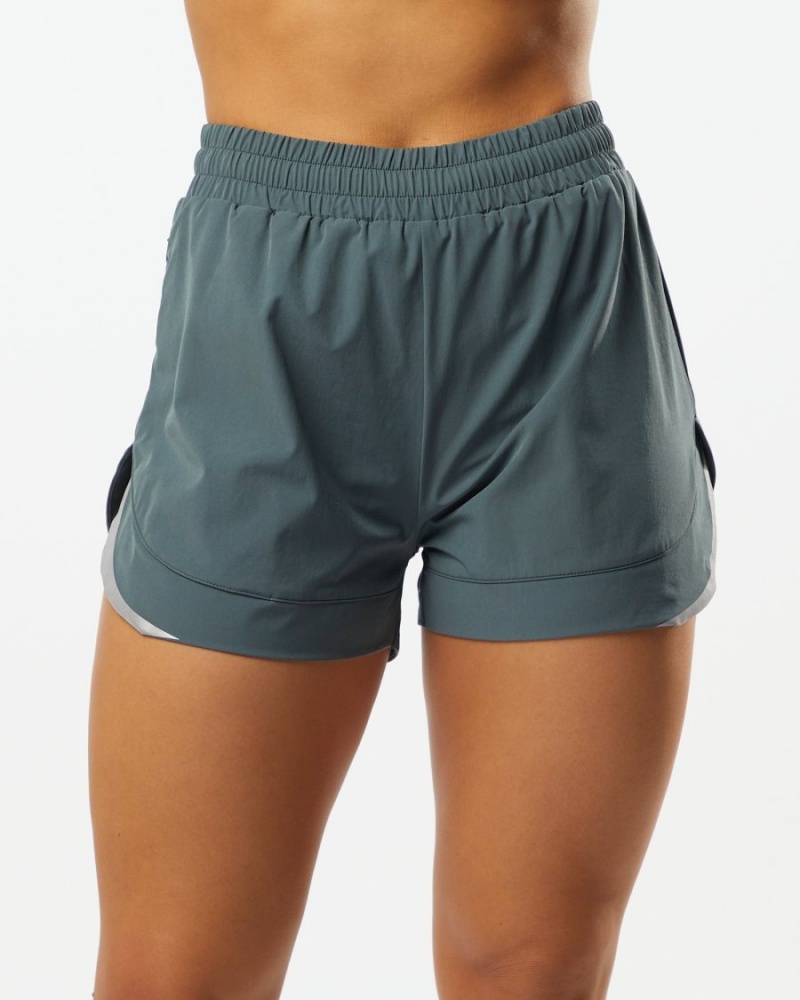 Alphalete Stride Kort 3" Shorts Dame Grå | XPVWKI-803