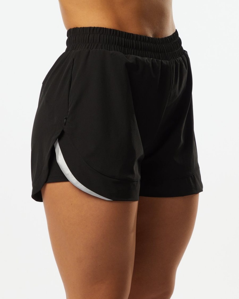 Alphalete Stride Kort 3" Shorts Dame Svarte | KCZSBG-145