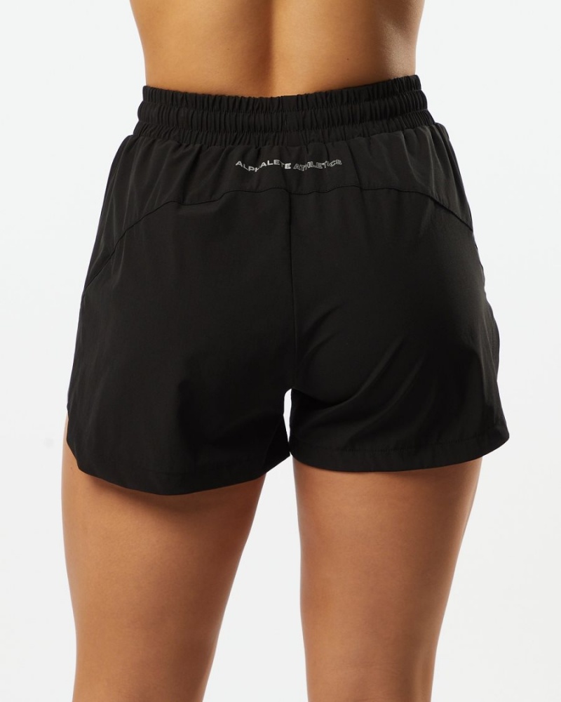 Alphalete Stride Kort 3" Shorts Dame Svarte | KCZSBG-145