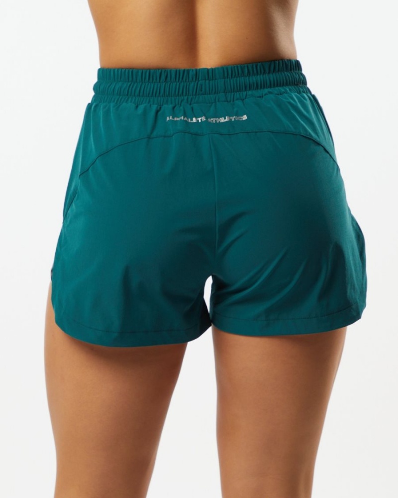 Alphalete Stride Kort 3" Shorts Dame Velvet Teal | JRUDWV-354