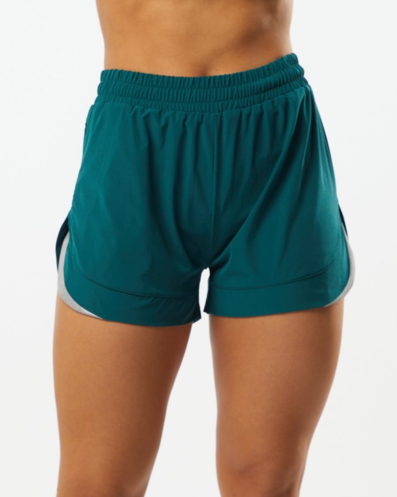 Alphalete Stride Kort 3" Shorts Dame Velvet Teal | JRUDWV-354