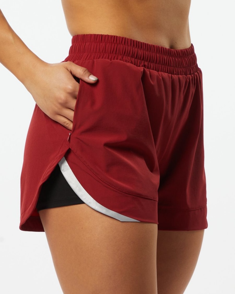 Alphalete Stride Kort 3" Shorts Dame Rød | FNUXVW-168