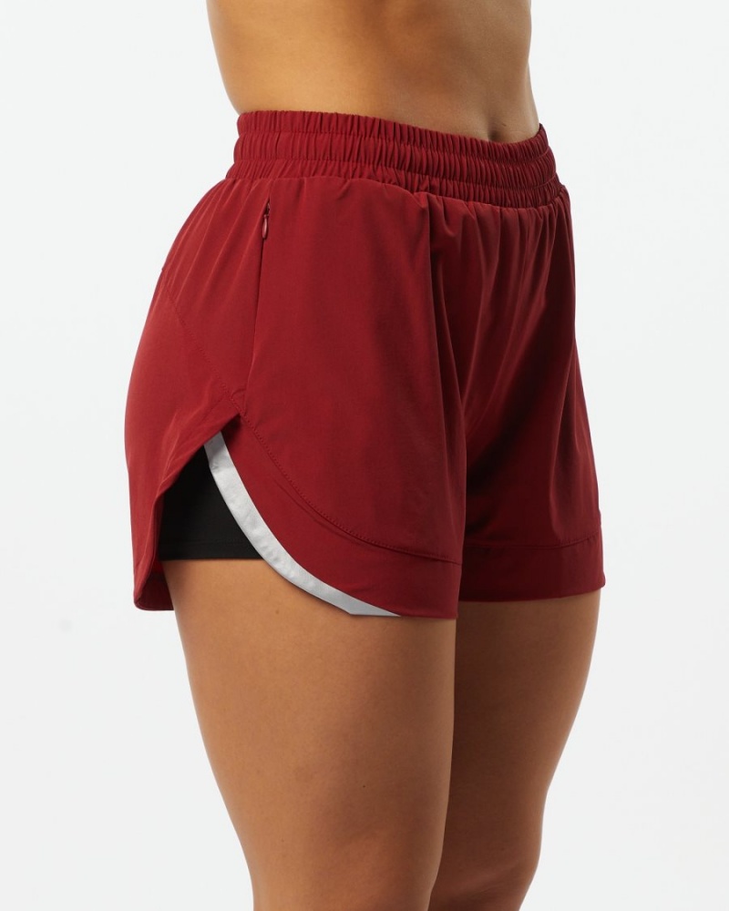 Alphalete Stride Kort 3" Shorts Dame Rød | FNUXVW-168