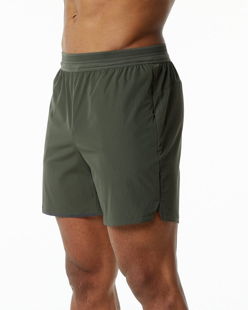 Alphalete Studio Kort 6" Shorts Herre Olivengrønne | XZFOTQ-629