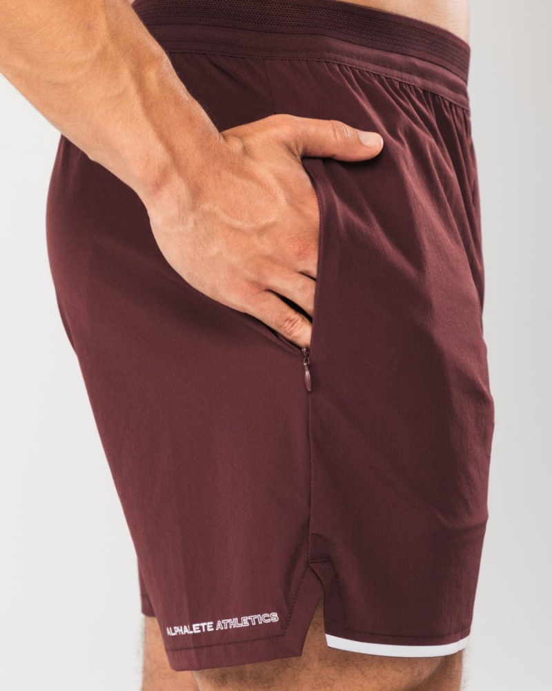 Alphalete Studio Kort 6" Shorts Herre Sangria | CUAJHN-257