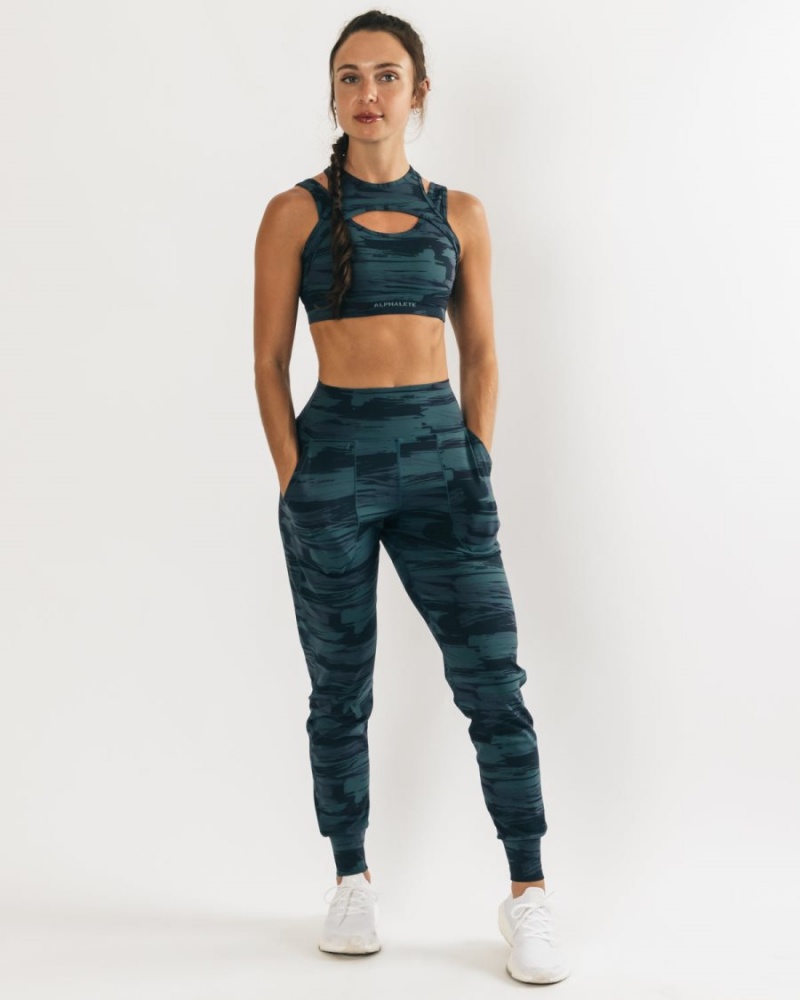 Alphalete Surface Expanse Jogger Joggebukser Dame Blå Camouflage | NOIFHZ-496