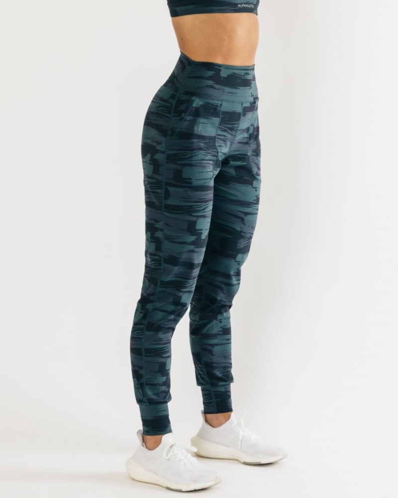 Alphalete Surface Expanse Jogger Joggebukser Dame Blå Camouflage | NOIFHZ-496