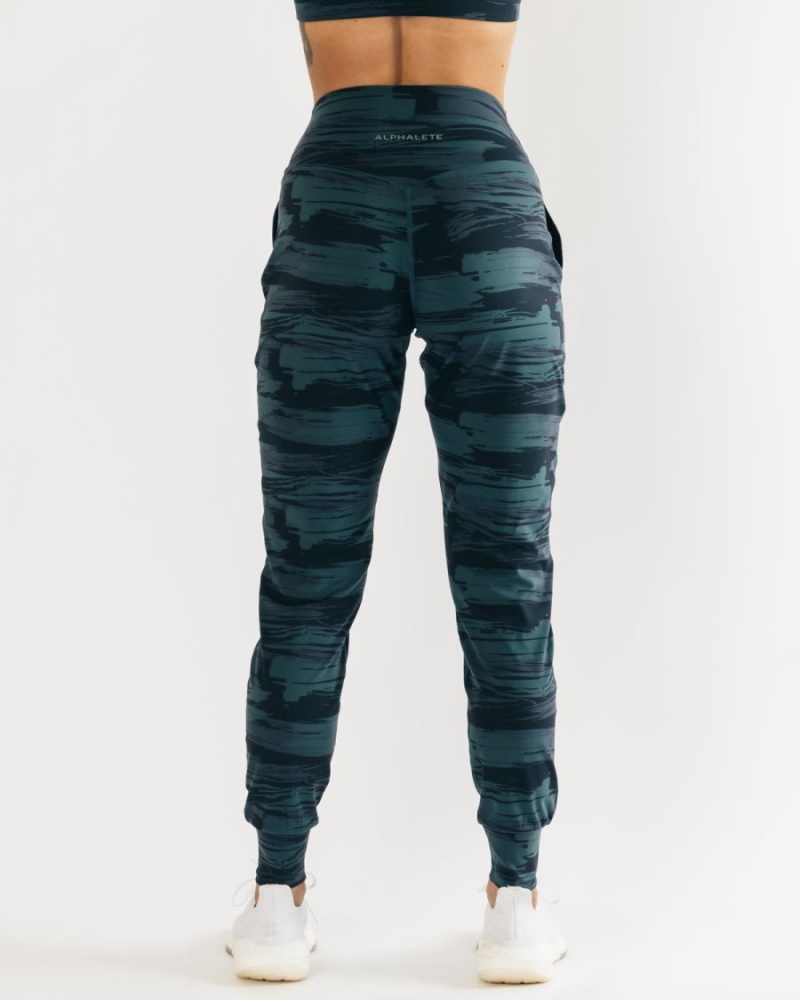 Alphalete Surface Expanse Jogger Joggebukser Dame Blå Camouflage | NOIFHZ-496