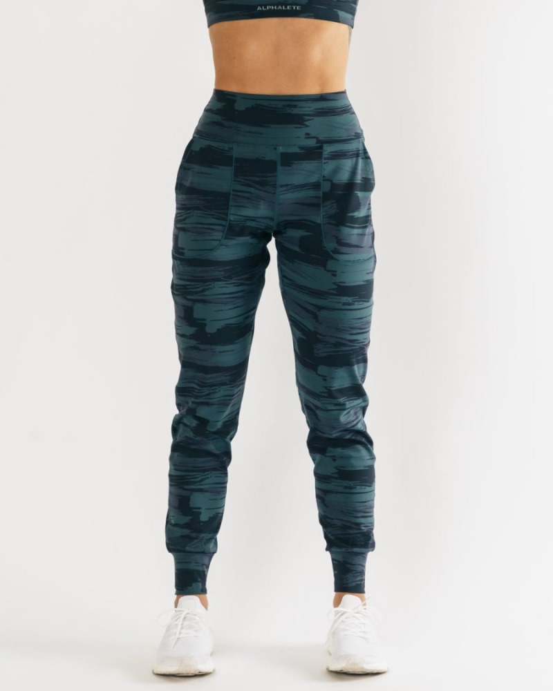 Alphalete Surface Expanse Jogger Joggebukser Dame Blå Camouflage | NOIFHZ-496