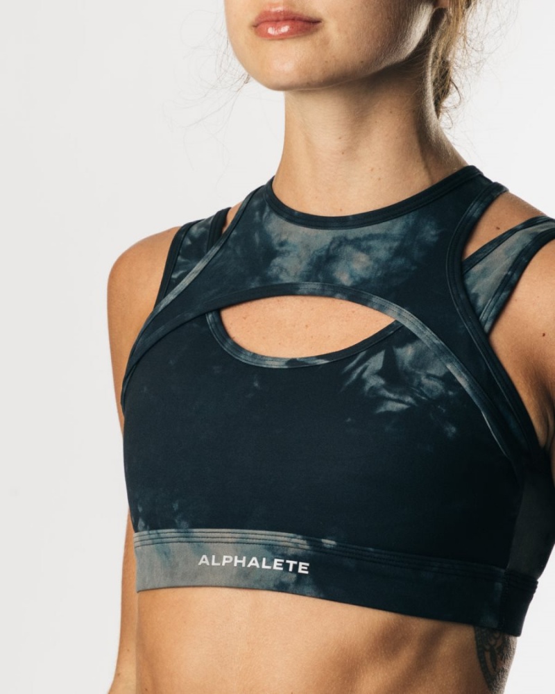 Alphalete Surface Keyhole Bra Sports BH Dame Svarte | MHGDQI-837