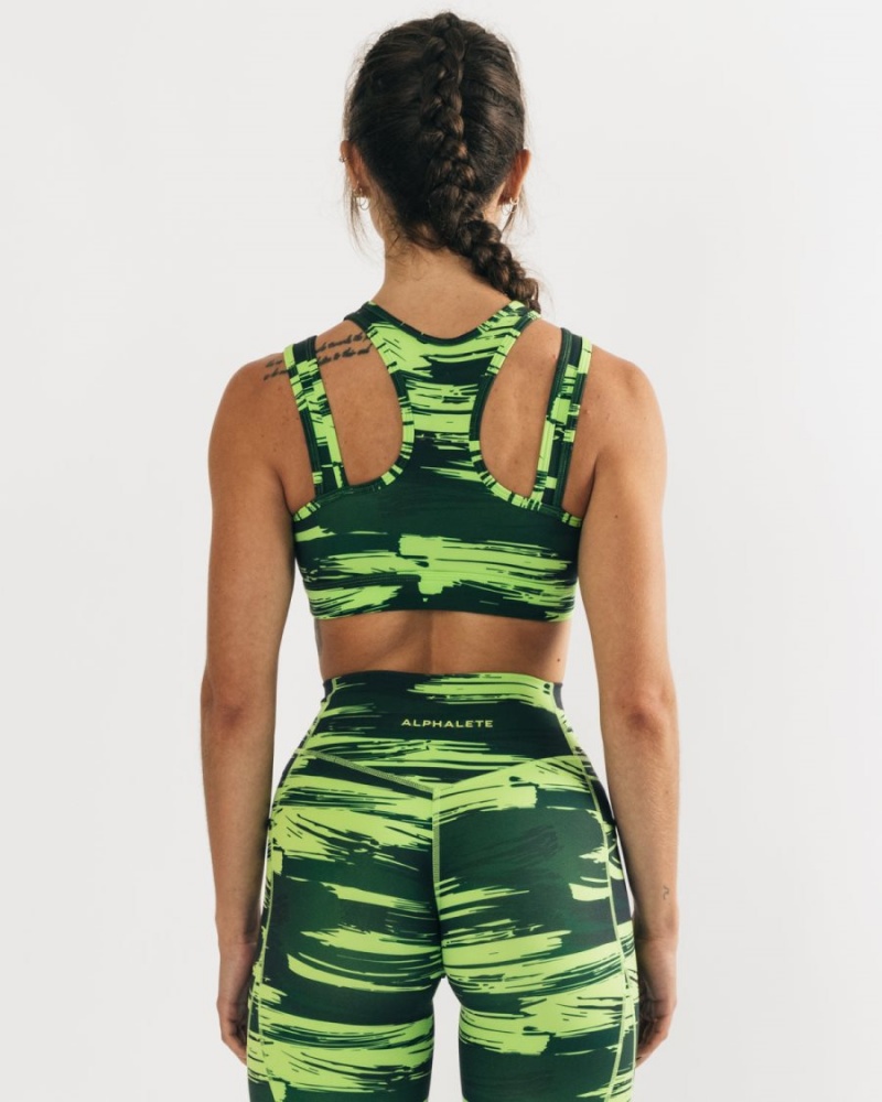 Alphalete Surface Keyhole Bra Sports BH Dame Camouflage | PASXYE-374