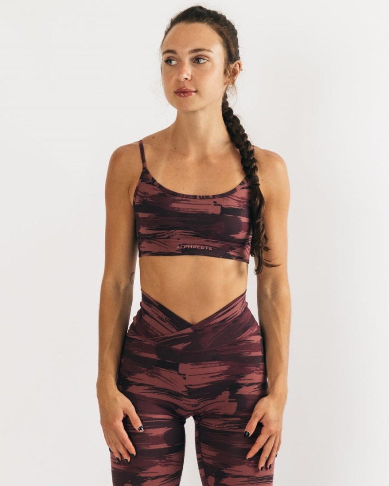 Alphalete Surface Limitless Bra Sports BH Dame Burgunder Camouflage | PNJLXR-517