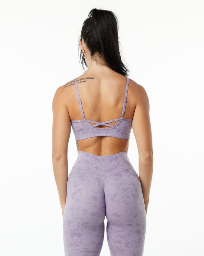 Alphalete Surface Limitless Bra Sports BH Dame Pebble Print Misty Lilac | GTFRLO-920