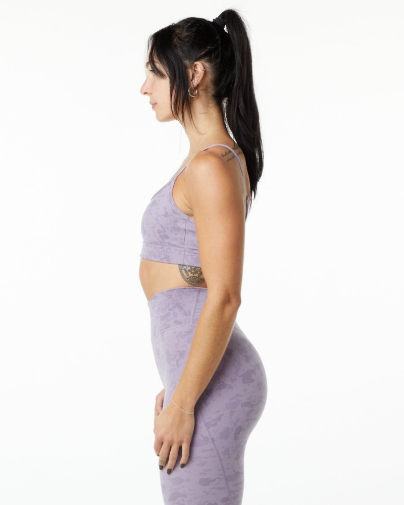 Alphalete Surface Limitless Bra Sports BH Dame Pebble Print Misty Lilac | GTFRLO-920