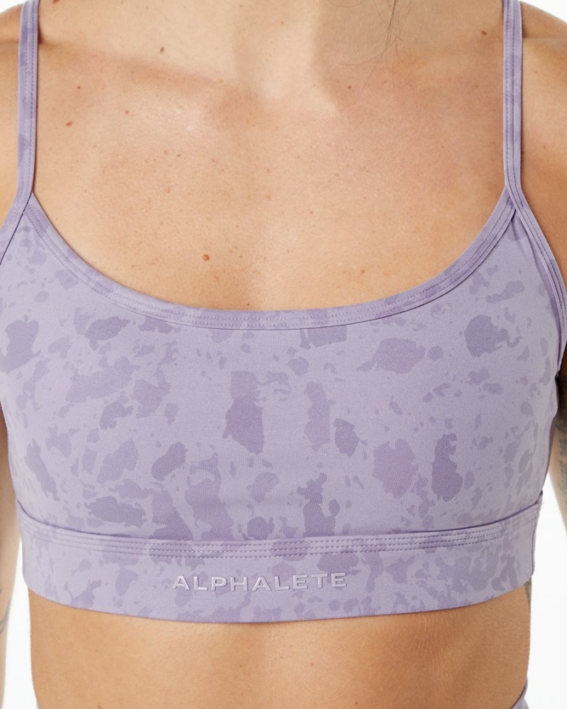 Alphalete Surface Limitless Bra Sports BH Dame Pebble Print Misty Lilac | GTFRLO-920