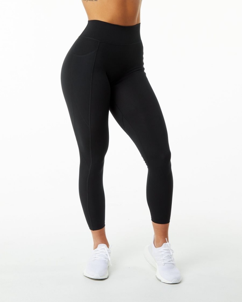 Alphalete Surface Pocket Legging Leggings Dame Svarte | QBMHNU-256