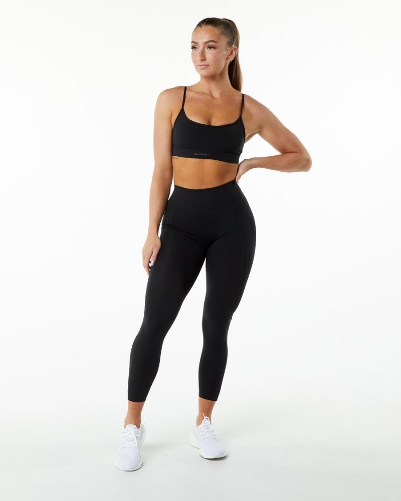 Alphalete Surface Pocket Legging Leggings Dame Svarte | QBMHNU-256