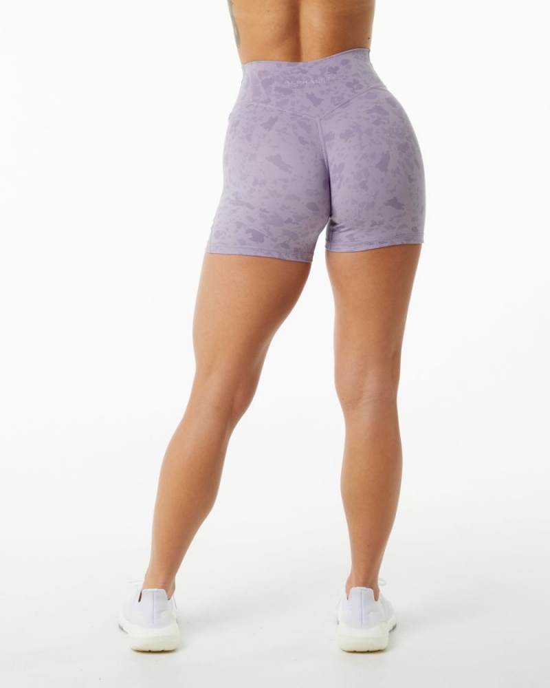 Alphalete Surface Power Kort 5" Shorts Dame Pebble Print Misty Lilac | WALOCN-493