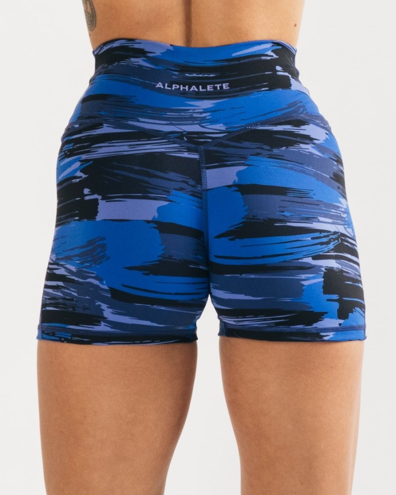 Alphalete Surface Power Kort 5" Shorts Dame Blå Camouflage | ACEXFG-123