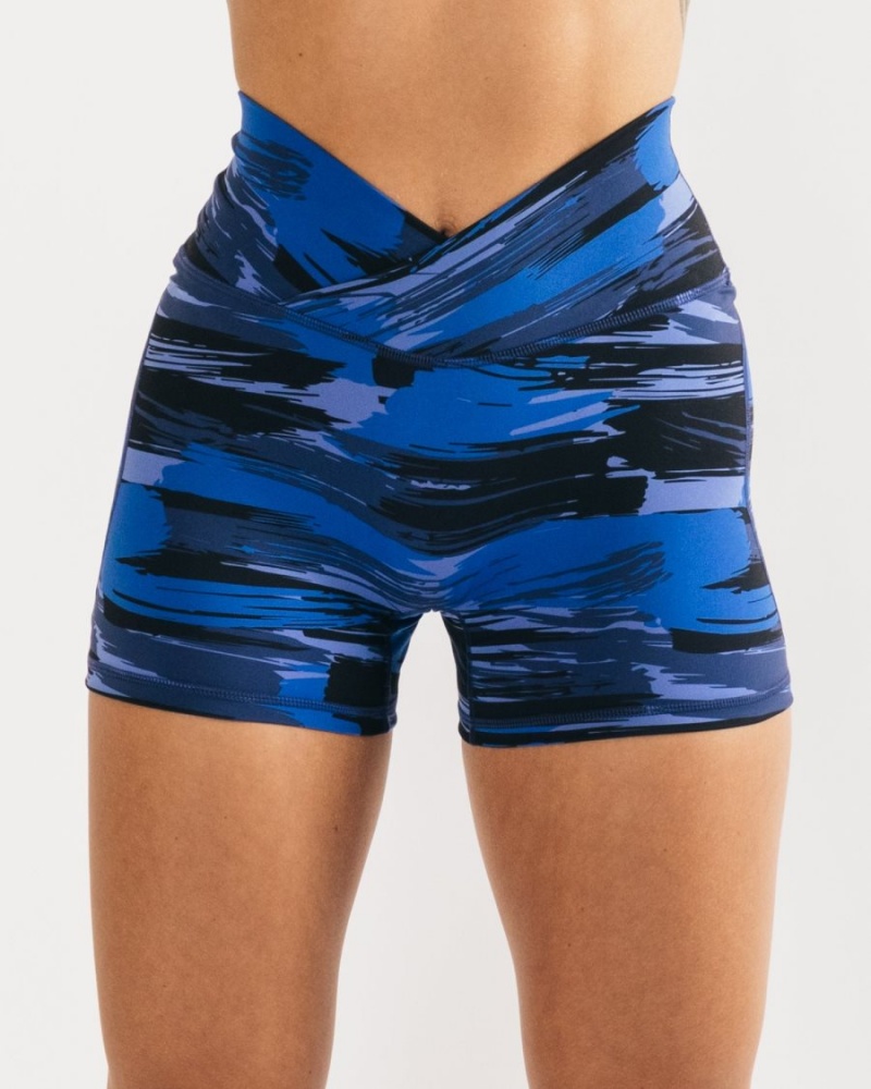 Alphalete Surface Power Kort 5" Shorts Dame Blå Camouflage | ACEXFG-123