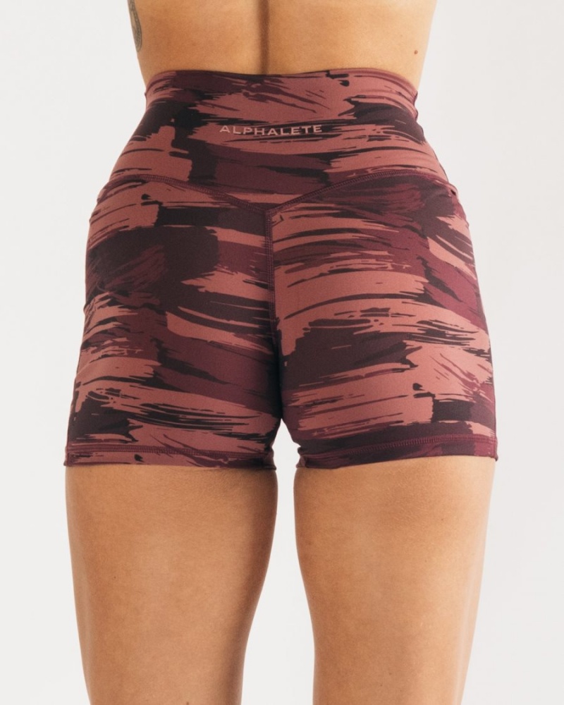 Alphalete Surface Power Kort 5" Shorts Dame Burgunder Camouflage | NBAFCY-071