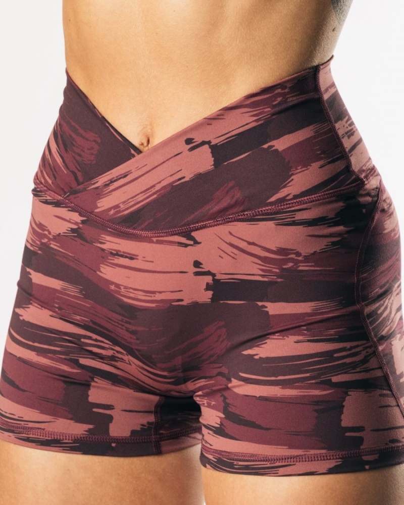 Alphalete Surface Power Kort 5" Shorts Dame Burgunder Camouflage | NBAFCY-071