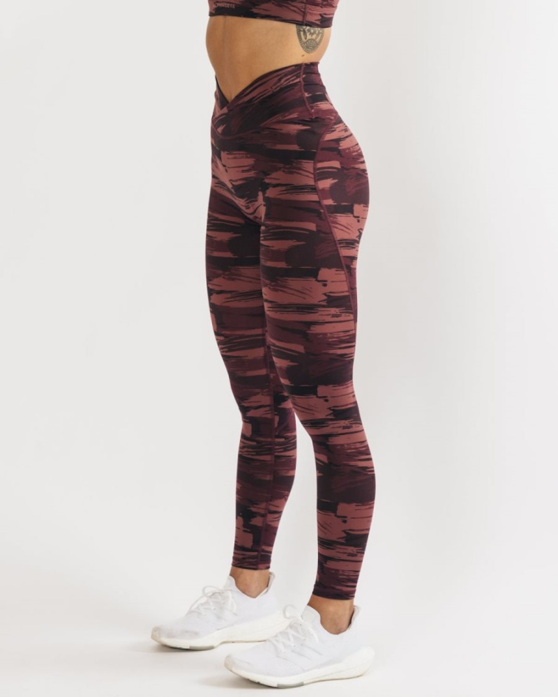 Alphalete Surface Power Legging Leggings Dame Burgunder Camouflage | VIHARP-852