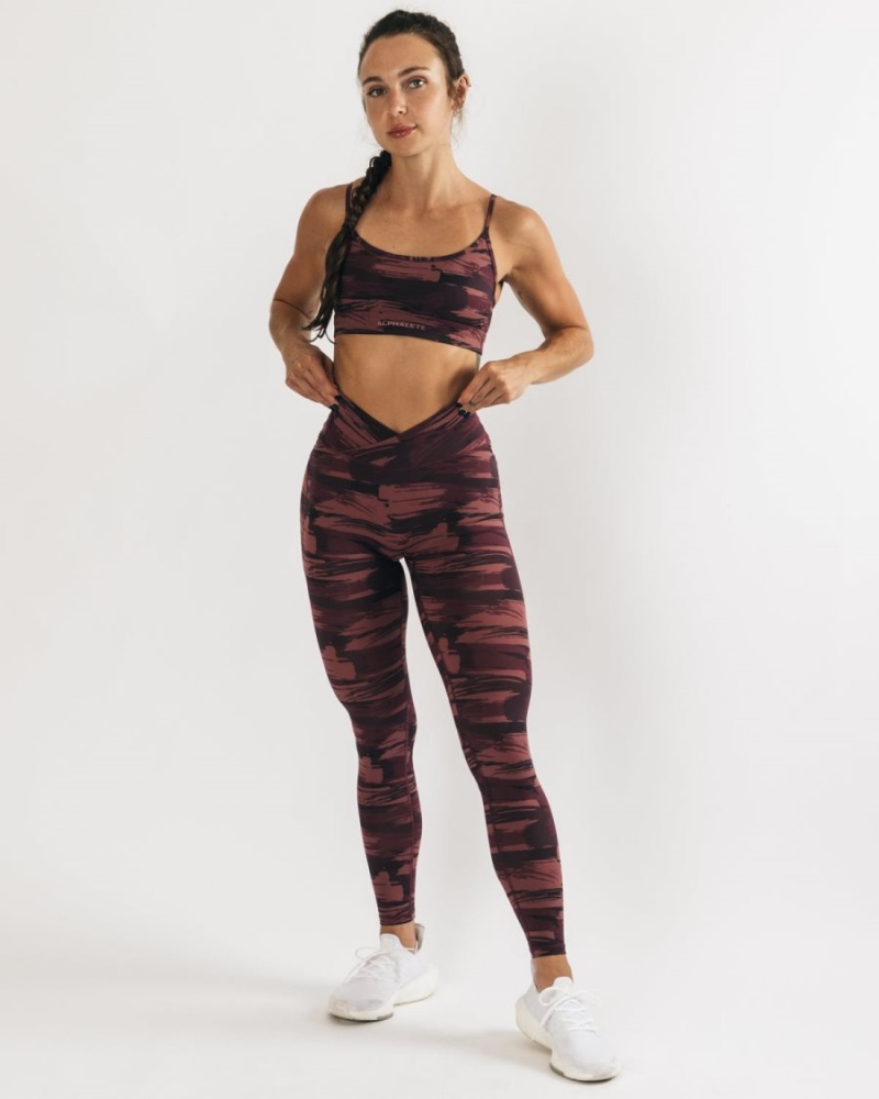 Alphalete Surface Power Legging Leggings Dame Burgunder Camouflage | VIHARP-852