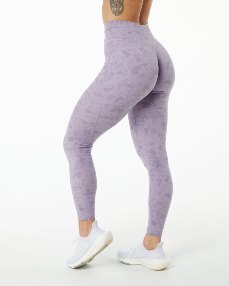 Alphalete Surface Power Legging Leggings Dame Pebble Print Misty Lilac | FGKCIP-156