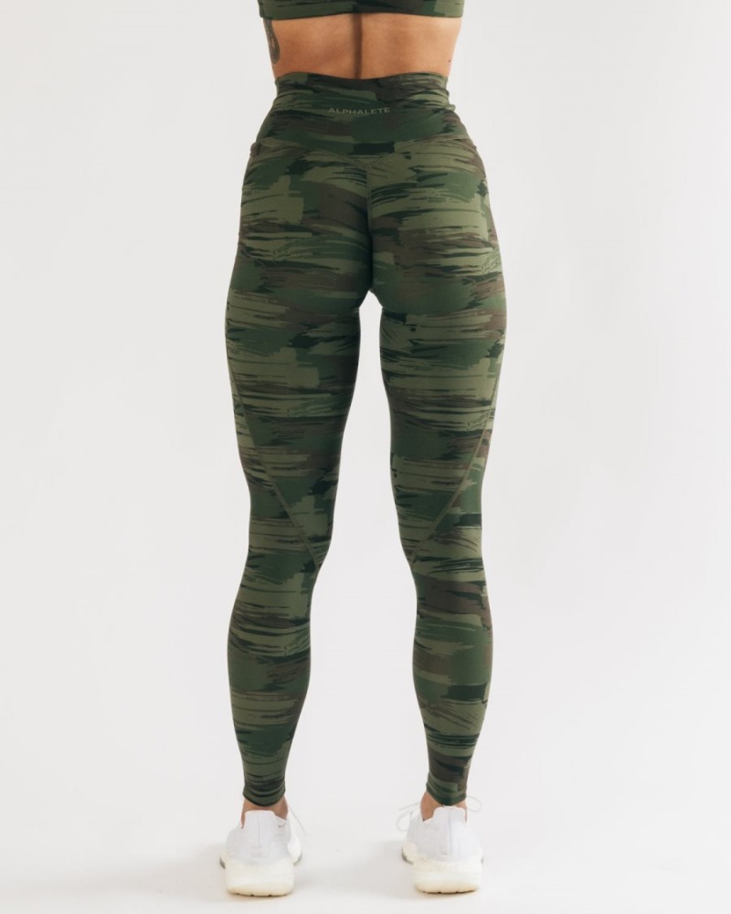 Alphalete Surface Power Legging Leggings Dame Olivengrønne Camouflage | FNHGBA-548