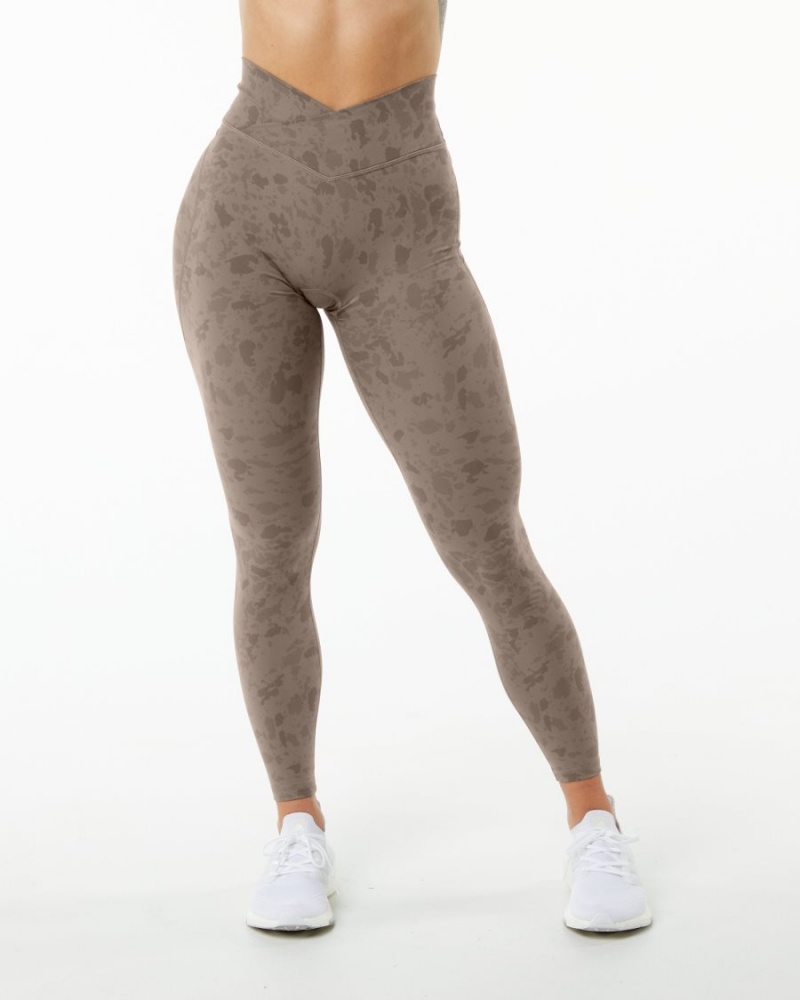 Alphalete Surface Power Legging Leggings Dame Pebble Print Mocha | SRXPTA-831