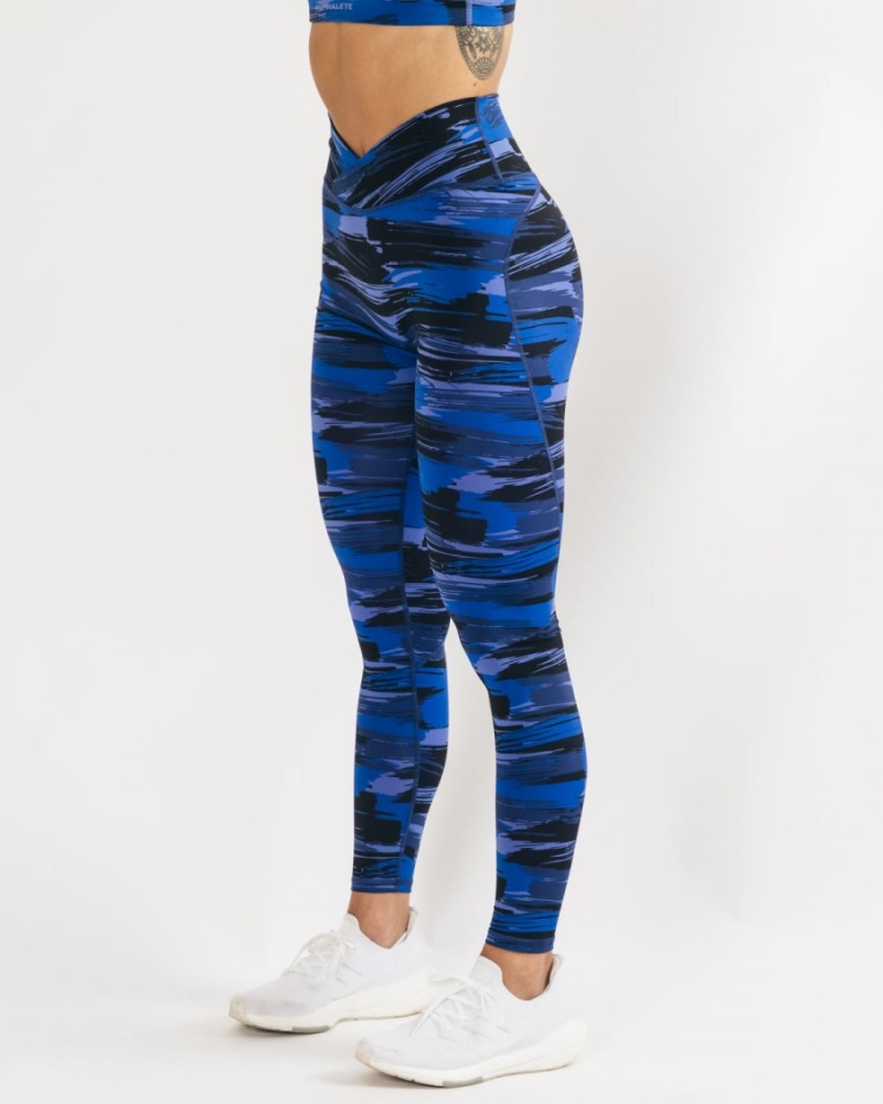 Alphalete Surface Power Legging Leggings Dame Blå Camouflage | WNADHV-035