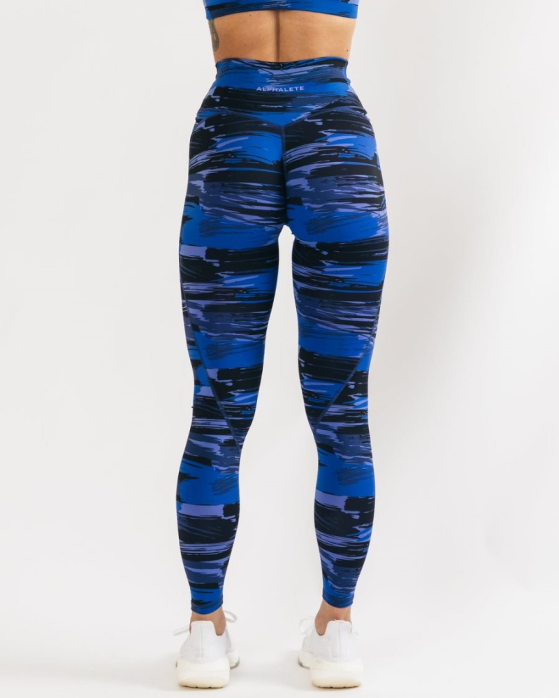 Alphalete Surface Power Legging Leggings Dame Blå Camouflage | WNADHV-035