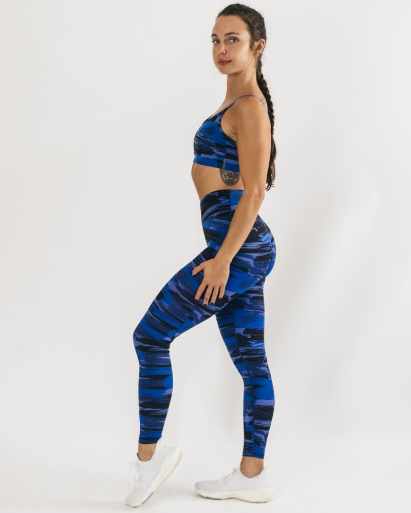 Alphalete Surface Power Legging Leggings Dame Blå Camouflage | WNADHV-035