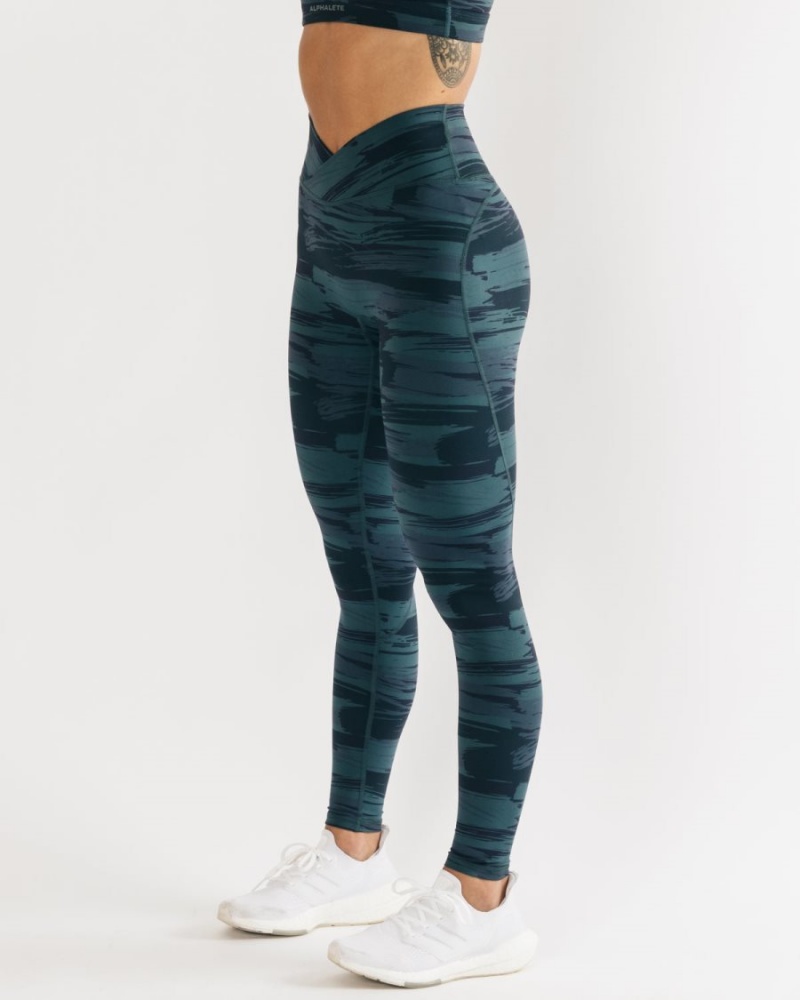 Alphalete Surface Power Legging Leggings Dame Blå Camouflage | KCWSRF-140